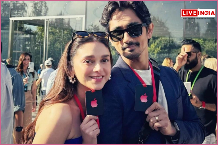 Aditi Rao Hydari, Siddharth एप्पल के 'It's Glowtime' इवेंट में शामिल हुए