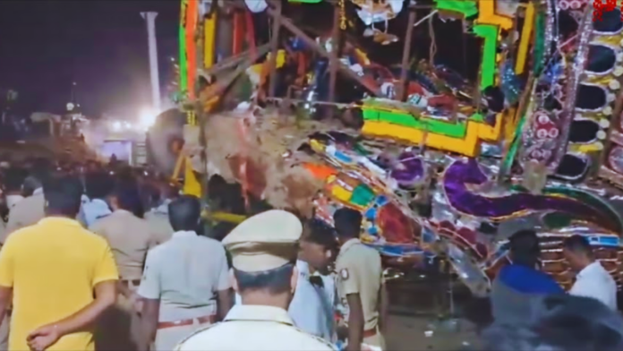 Tamil Nadu: Seven injured after 60-foot temple chariot topples in Vellore
